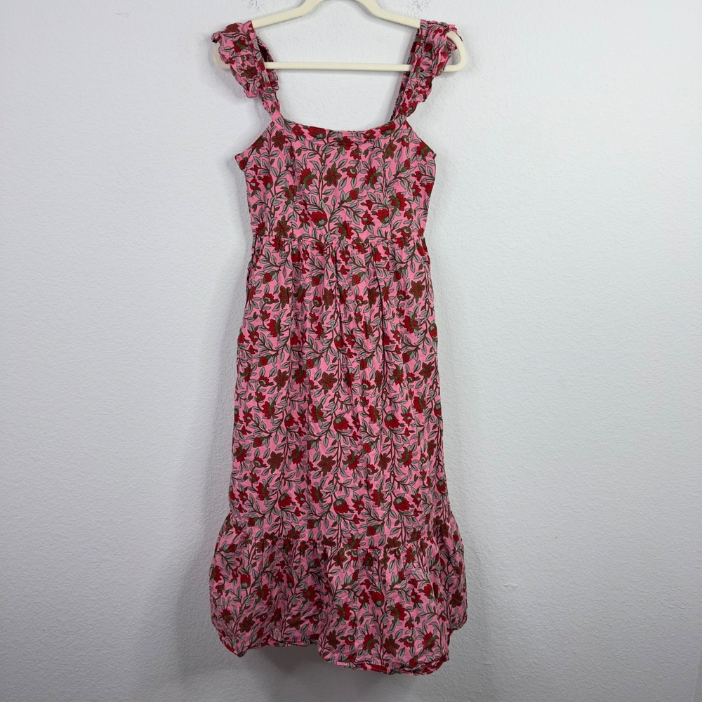 Maisie Dress Womens M Pink Floral Ruffle Tiered Boho‎ Girly Cottagecore Coquette